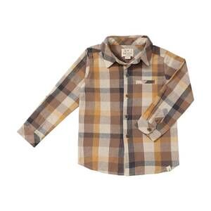 NEW ME & HENRY boy's atwood long sleeve woven shirt in brown madras